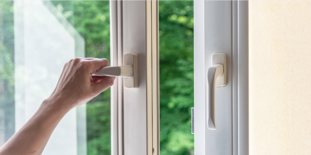 Open window to eliminate odors in kitchen